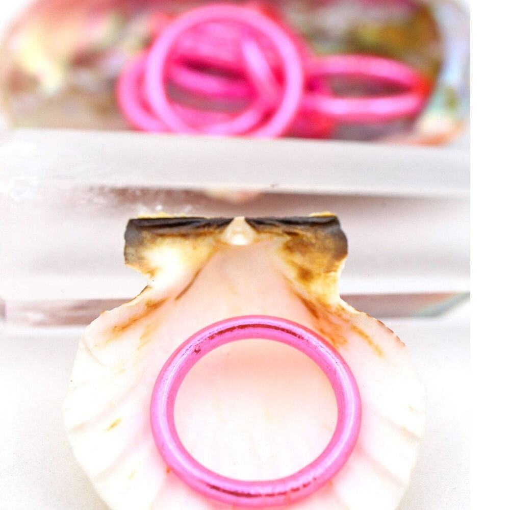Single Thai Buddhist Temple Colorful Stackable Kumlai Ring Rush Fluo Pink Sz 9.5